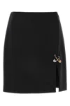 Versace Safety Pin A-line Wool Mini Skirt In Black