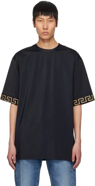 Versace Black Swim T-shirt In Black  