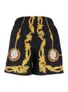 Versace Black Swimsuit With All-over Cameo Print In Tech Fabric Man In Black
