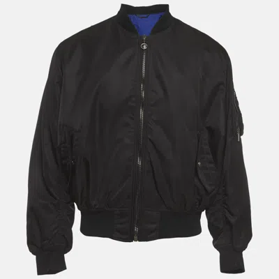Pre-owned Versace Black Synthetic Bomber Jacket Xl
