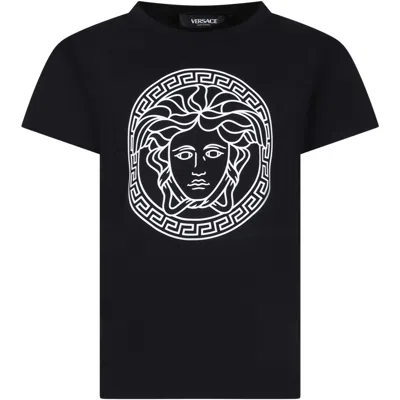 Versace Kids' Medusa Head-print Cotton T-shirt In Black