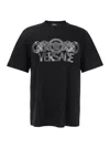 Versace Black T-shirt With Medusa Head Logo Print On The Front In Cotton Man