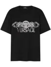 Versace Black T-shirt With Medusa Head Logo Print On The Front In Cotton Man