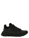 Versace Trigreca Sneakers With Baroque Jacquard Motif In Black
