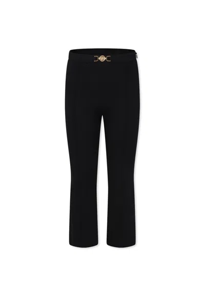 Versace Kids' Black Trousers For Girl With Medusa