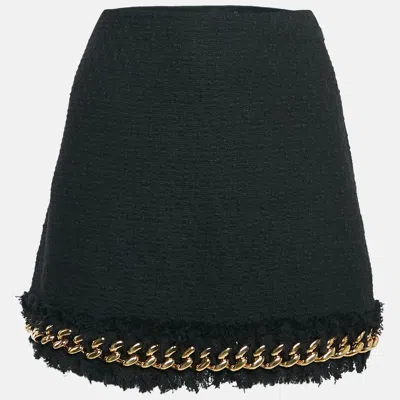 Versace Black Tweed Chain Insert Mini Skirt