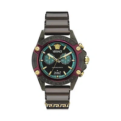 Pre-owned Versace Black Unisexs Chronograph Watch Icon Active Ve8p00224