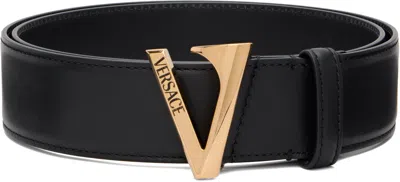 Versace Black 'v' Leather Belt