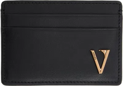 Versace Logo-plaque Cardholder In Black