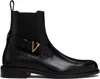 Versace V Leather Chelsea Boots In Black