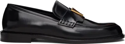 Versace Black 'v' Leather Loafers