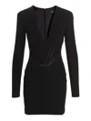 Versace Black V Neck Mini Dress In Black