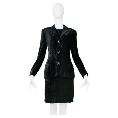 Pre-owned Versace Black Velvet Dress & Evening Jacket With Fancy Buttons