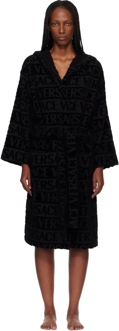 Versace Black ' Allover' Bathrobe