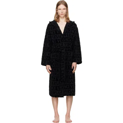 Versace Black ' Allover' Bathrobe