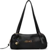 Versace Tag Bowling Black Shoulder Bag With Metallic Logo Lettering And Medusa Head Pendant In Leather Woman