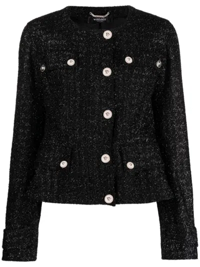 VERSACE BLACK VICHY TWEED JACKET