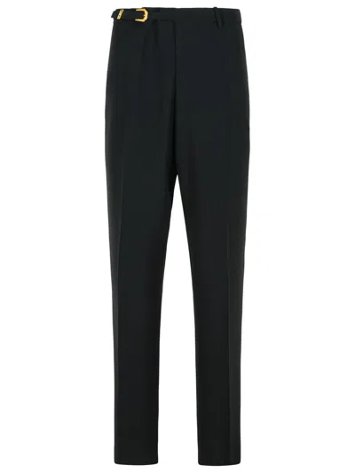 Versace Straight-leg Wool Blend Pants In Black