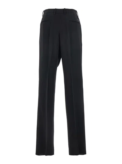 Versace Black Pants With Belt And Logo Patch On The Rear