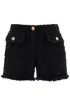 Versace Wool Blend Tweed Shorts In Black (black)