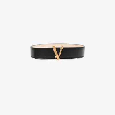 Versace Black Virtus Leather Belt