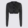 Versace Lurex Cropped Cardigan With Barocco Motif In Black