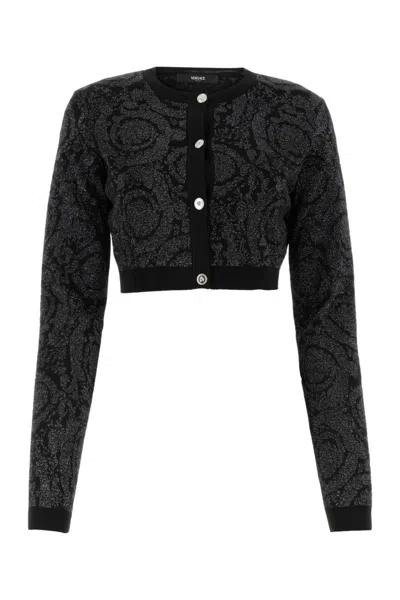 VERSACE BLACK VISCOSE BLEND CARDIGAN