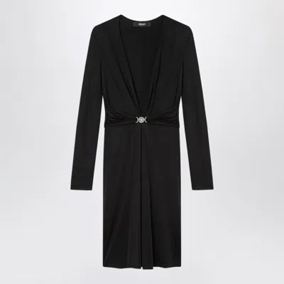 Versace Black Viscose Jersey Midi Dress In Blue