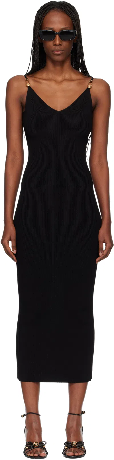 Versace Black Knitted Midi Dress