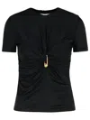 Versace Safety Pin Gathered Short-sleeved Top In Black