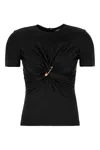Versace Safety Pin Gathered Short-sleeved Top In Black