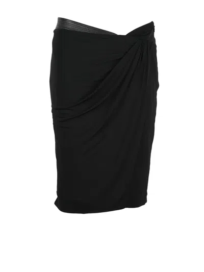 Versace Black Viscose-blend Side-slit Midi Skirt