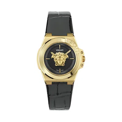 Pre-owned Versace Black Womens Analogue Watch Hera Ve8d00324