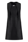 VERSACE BLACK WOOL AND SILK MINI DRESS WITH METAL MEDUSA LOGO FOR WOMEN