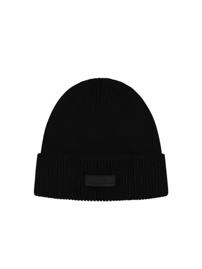 Versace Logo-patch Wool Beanie In Black