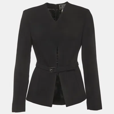Pre-owned Versace Black Wool Belted Top S