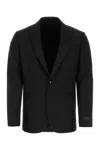 Versace Structured Wool Blazer With Back Slit In Black