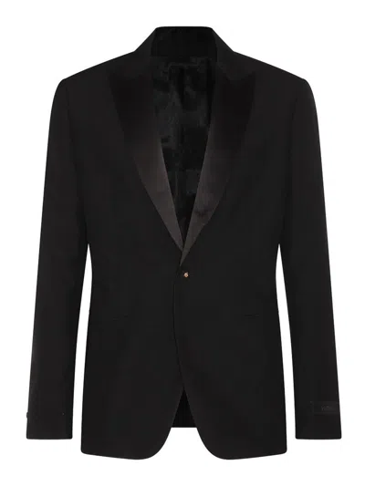 VERSACE BLACK WOOL BLEND BLAZER