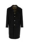 Versace Wool Blend Coat Featuring Back Vent In Black