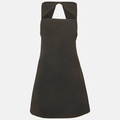 Pre-owned Versace Black Wool Blend Cut-out Mini Cocktail Dress M