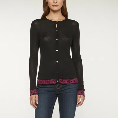 Pre-owned Versace Black Wool Blend Knitted Button Up Cardigan S