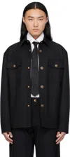 Versace Black Wool Cavalry Overshirt In 1b000-black