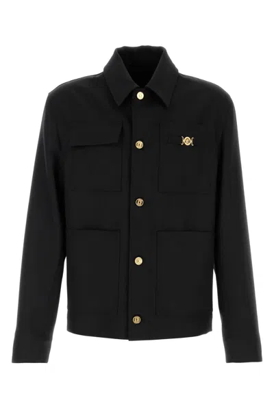 Versace Medusa-plaque Cotton Jacket In Black