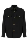 Versace Gabardine Shirt With Chest Pockets And Cuffed Sleeves In Black