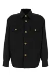 Versace Gabardine Shirt With Chest Pockets And Cuffed Sleeves In Black
