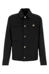 Versace Gabardine Shirt With Chest Pockets And Cuffed Sleeves In Black