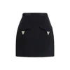 Versace Medusa-embellished Silk-trimmed Wool-blend Mini Skirt In Black