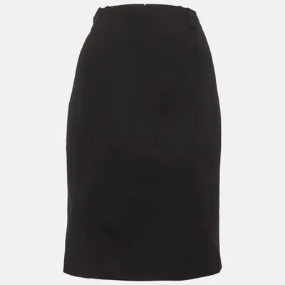 Pre-owned Versace Black Wool Pencil Skirt M