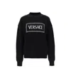 Versace Crew-neck Sweater With Logo Inlay In Black