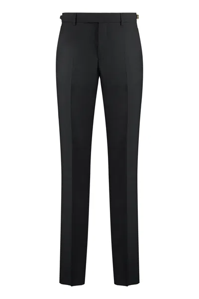Versace Black Slim-cut Wool Trousers